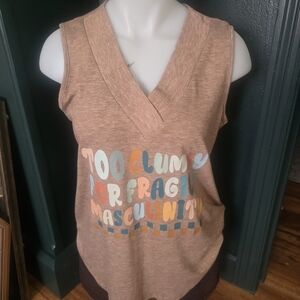 Heathered Dusty Beige Graphic Tank M/L “Too Clumsy for Fragile Masculinity”